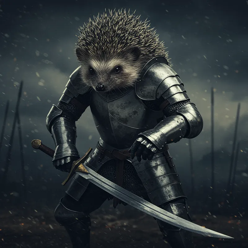 Hedgehog Knight Warrior in Armor