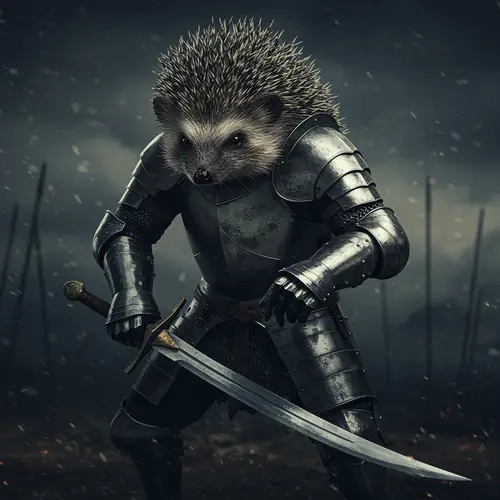 Hedgehog Knight Warrior in Armor