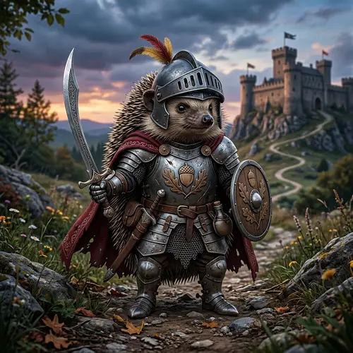 Hedgehog Knight Warrior in Armor