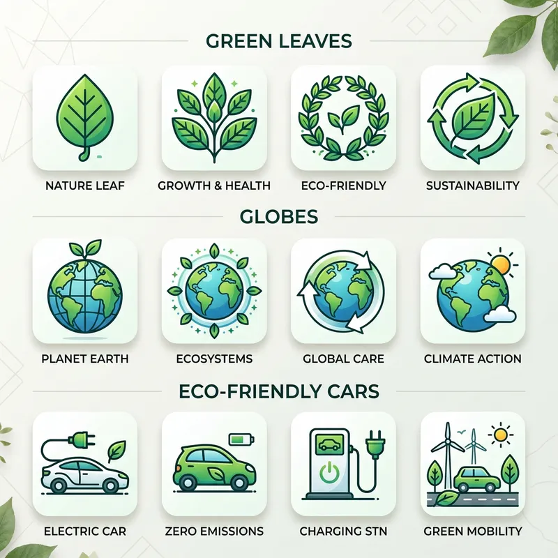 Eco-Friendly Iconography: Nature, Earth, and Green Cars Eco-Friendly Iconography: Nature, Earth, and Green Cars