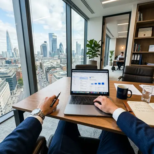 Stylish Office View: Businessman in Suit
