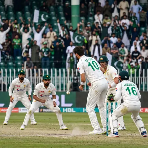 Intense Cricket Action: Pakistan Test Match Moments
