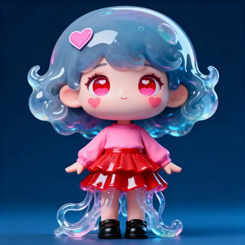 Chibi Cartoon Girl with Heart Sticker - Cute Art