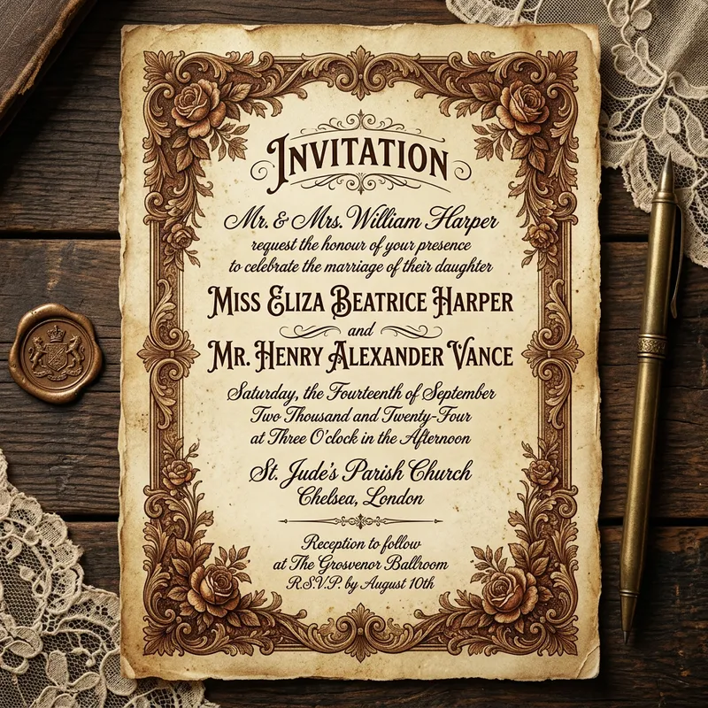 Vintage Style Invitation Printing