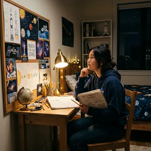 Ambitious Asian Teen Pursuing Dreams of Becoming an Astronaut