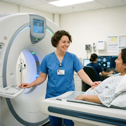 Happy Imaging Technician Performing CT Scan
