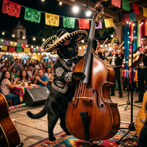 Black Cat Mariachi Double Bass Player