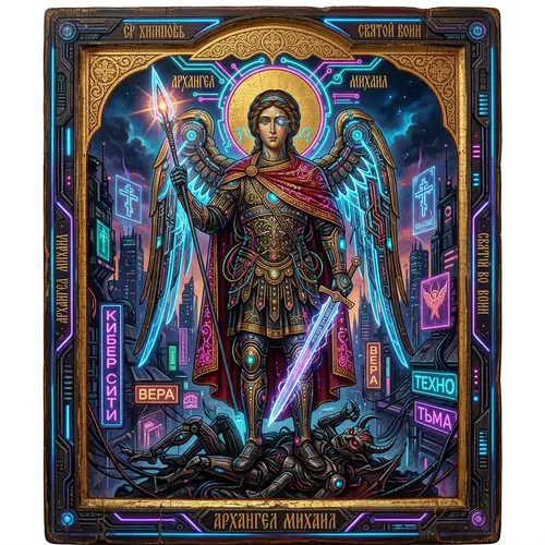 Cyberpunk Archangel Michael | Ancient Russian Icon Art