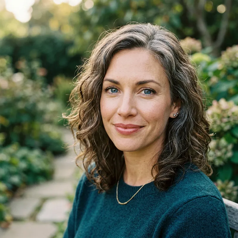 Portrait of Serene 36-Year-Old Woman with Blue Eyes Portrait of Serene 36-Year-Old Woman with Blue Eyes