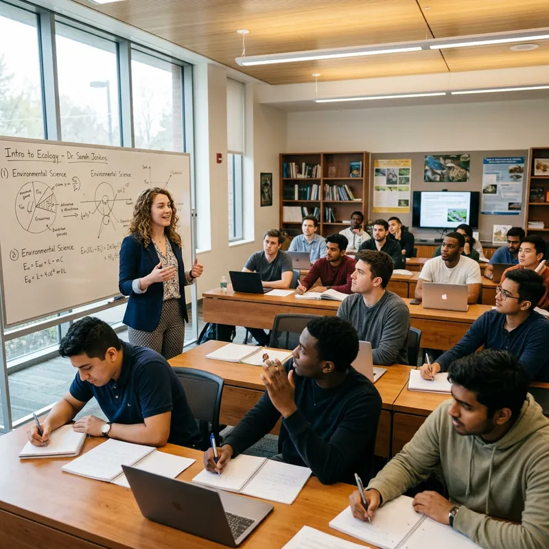 Young Female Teacher Inspiring Diverse Male Students