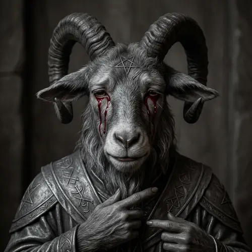 Sorrowful Baphomet Portrait | Crying Blood