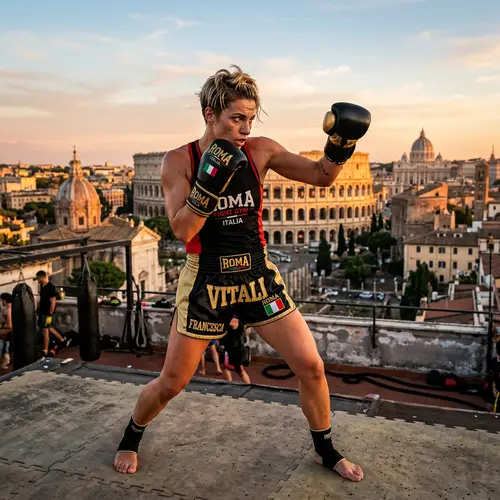 Italian Kickboxer in Rome: Stunning Action Shot
