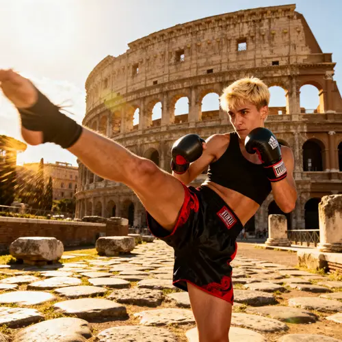Italian Kickboxer in Rome: Stunning Action Shot