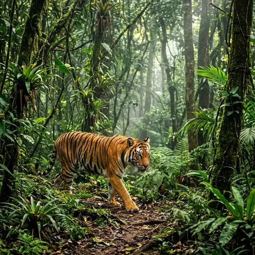 Majestic Tiger Prowling in Lush Jungle - Capturing the Essence of the Wild