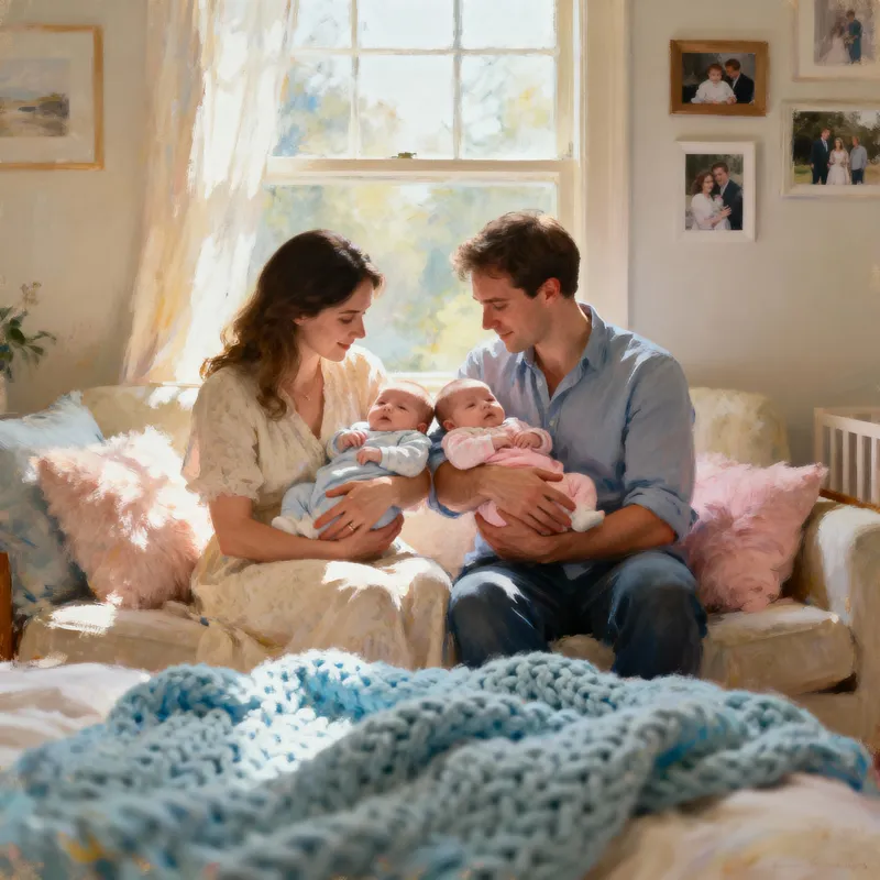 Joyful Family Moments with Twin Babies at Home