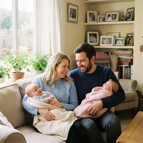 Joyful Family Moments with Twin Babies at Home