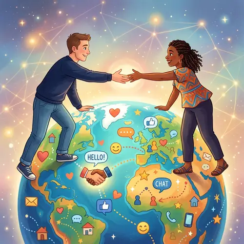 Social Connection Illustration: Bridge of Friendship and Cooperation