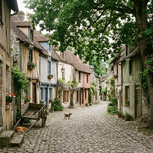 Quaint Village Scene: A Window to Tranquillity and Timelessness