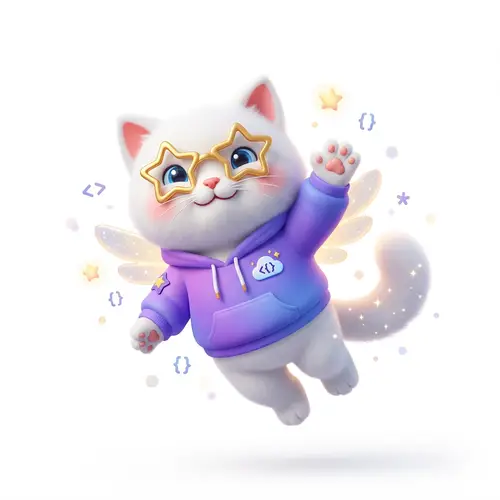 Cute 3D Cat Mascot for Developers