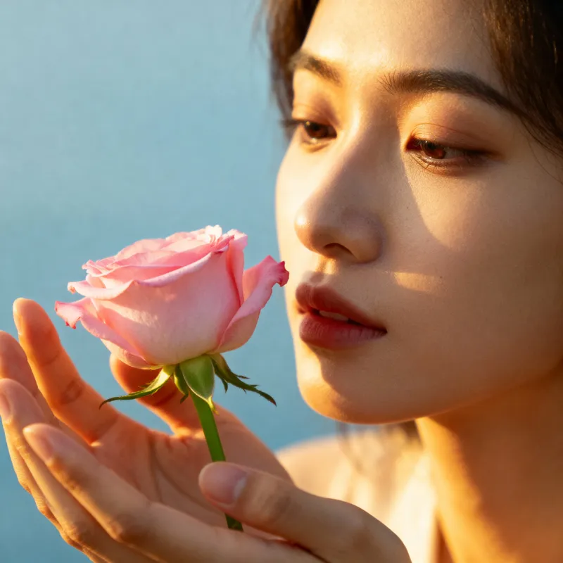 Person Holding a Flower - Symbol of Beauty