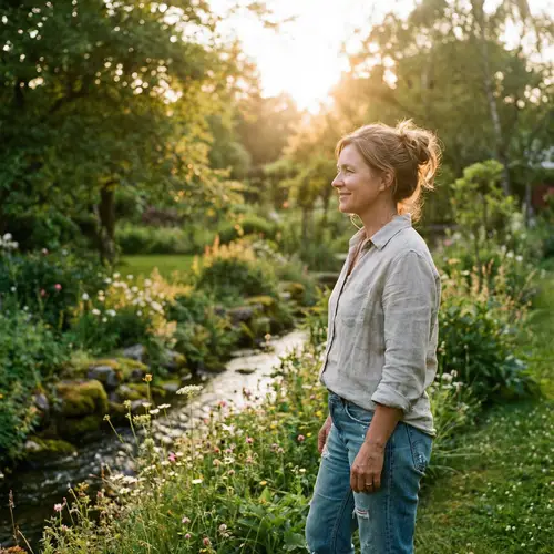 Tranquil Woman in Serene Garden Setting