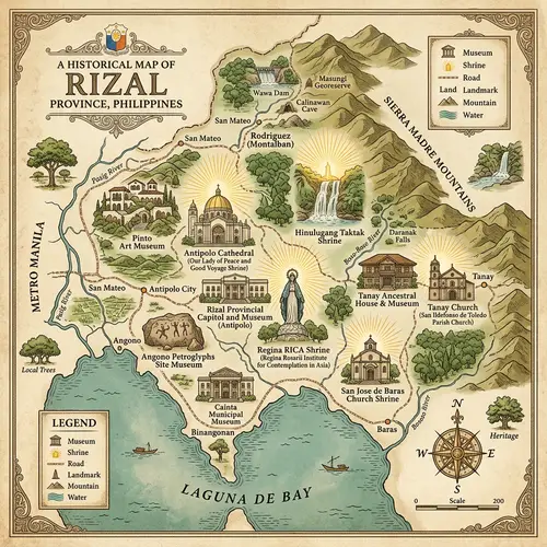Historical Museums and Shines in Province of Rizal Map