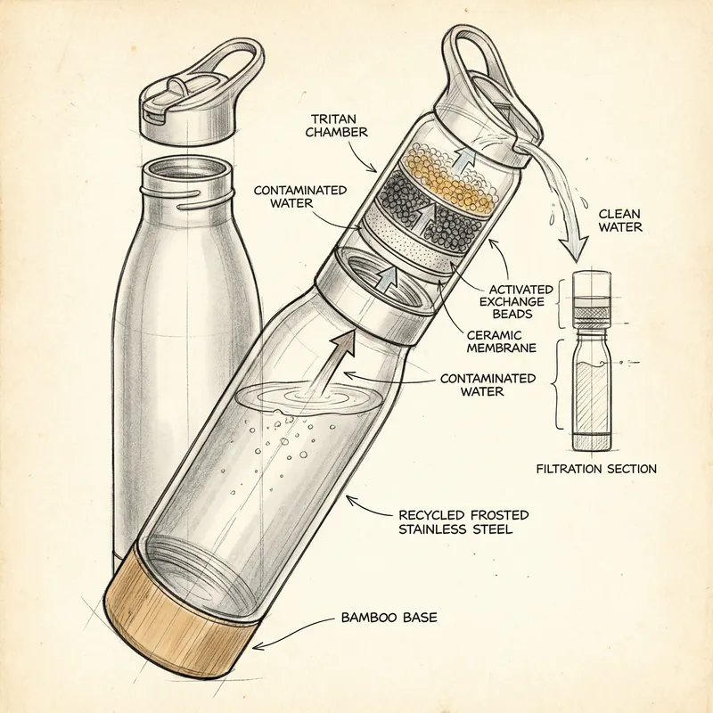 Innovative Water Bottle with Built-In Purifier Design