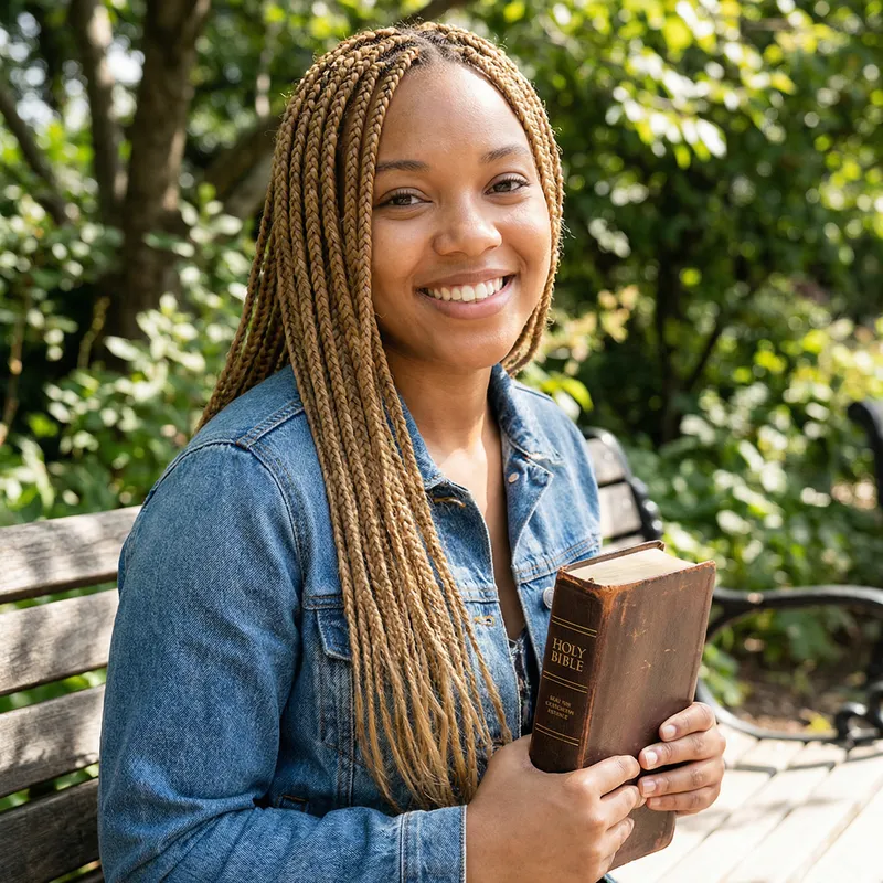 Lightskin Women with Box Braids and Bible