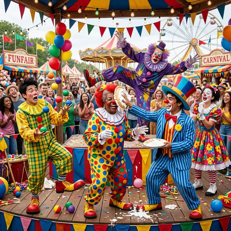 Exaggerated Clown Group: Slapstick Comedy Fun Exaggerated Clown Group: Slapstick Comedy Fun