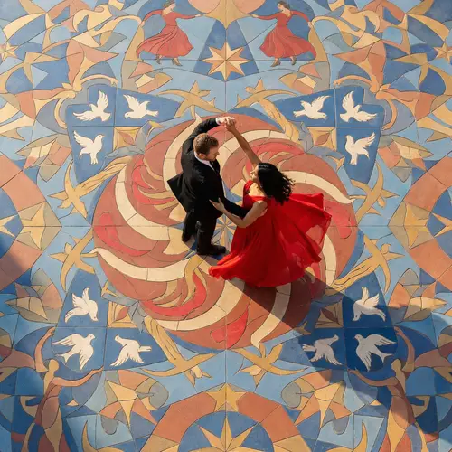 Dancing Man and Woman in Tessellation Style