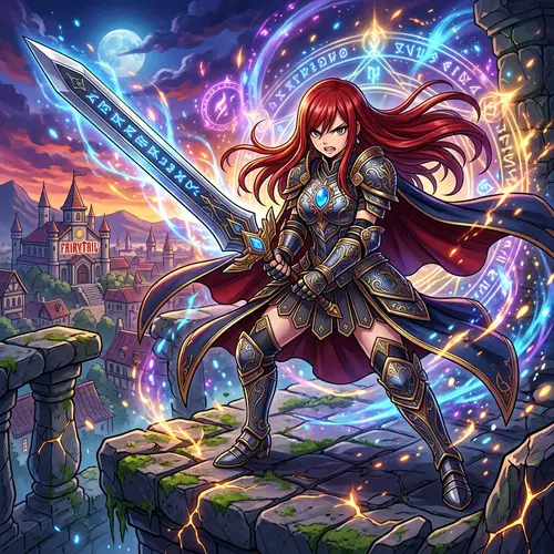Fierce Red-Haired Female Warrior - Medieval Fantasy Fan Art