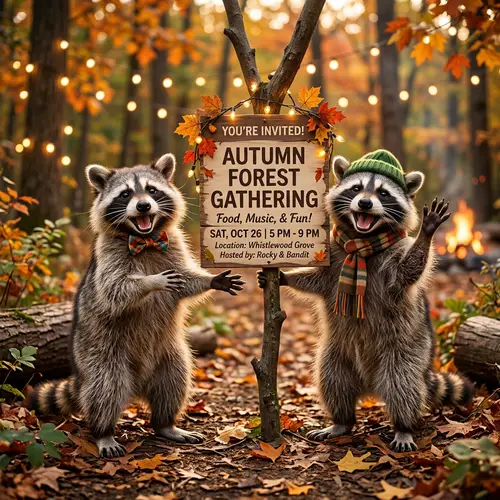 Talking Raccoons Invite You to an Event