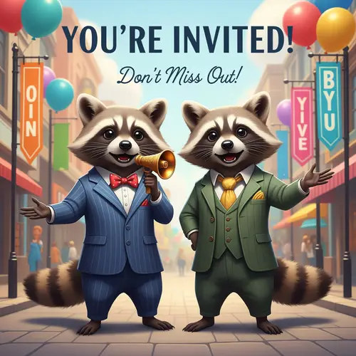 Talking Raccoons Invite You to an Event