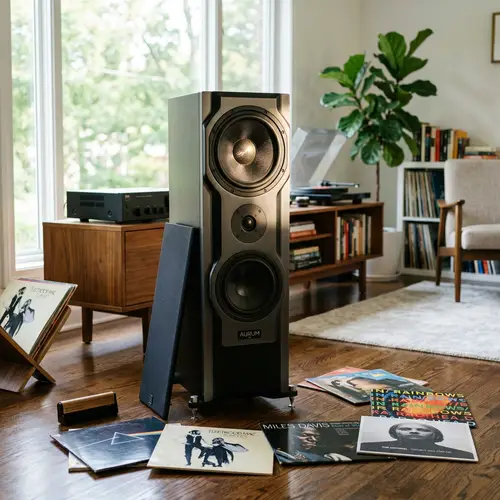 Modern Audio Speaker in Serene Living Room