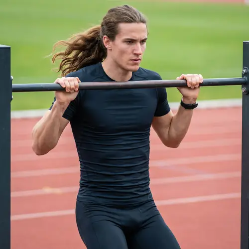 Young Man in Athletic Suit: Focused Training