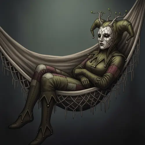 Melancholic Female Jester in Dark Fantasy Art