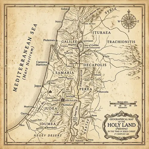 Historical Map of Holy Land - 1st Century AD Borders Revealed