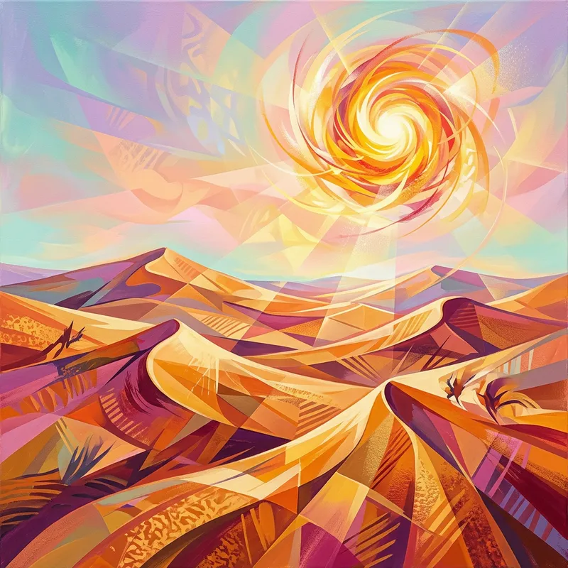 Abstract Desert Landscape Art - Vibrant Shapes & Colors