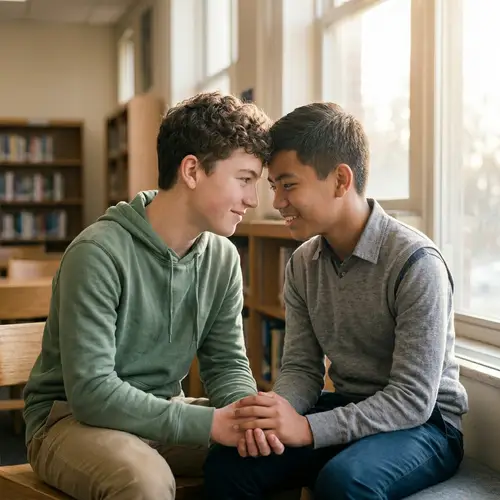 Minh and Khanh: A Heartwarming High School Love Story | School Library Setting