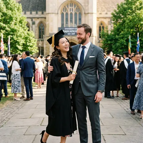 Graduation Couple in Stylish Grey Suit