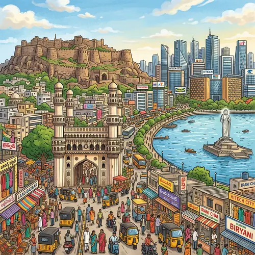 Vibrant Illustration of Hyderabad, India