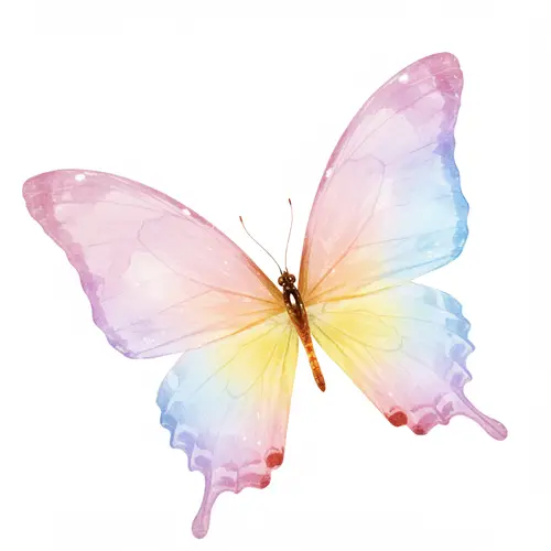 Pastel Watercolor Butterfly PNG - 300dpi
