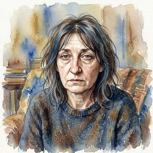 Watercolor Portrait of a Unique Brunette Woman