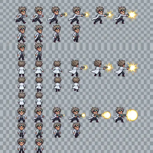 Pixel Art Character Design for Rick-Sanchez-Style Game