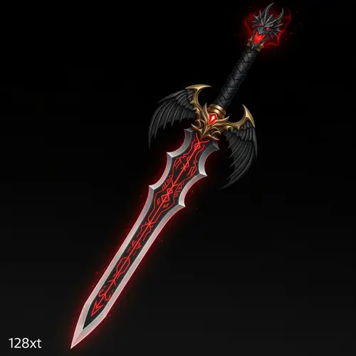 Cremisi Dragon Sword - Curved Blade & Runes