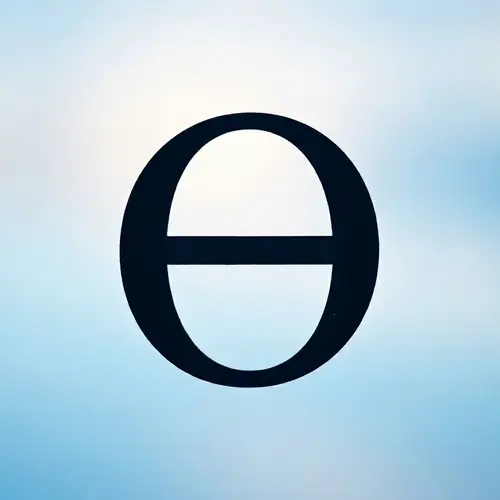 Bold Theta Greek Letter on Light Blue Background