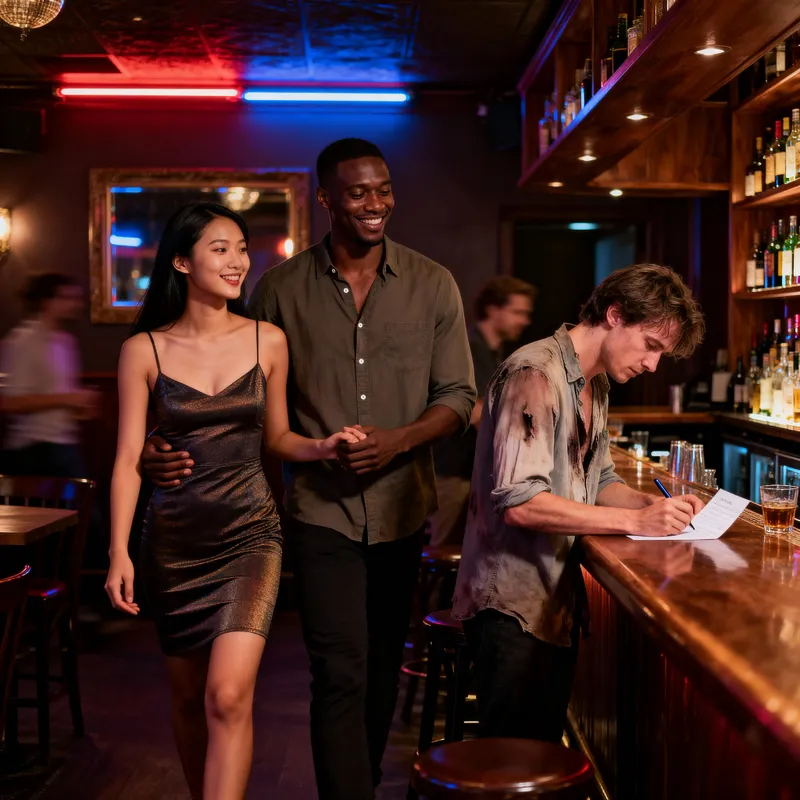 Happy Couple in Bar: A Night Out Happy Couple in Bar: A Night Out