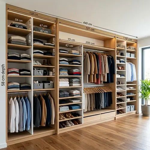 Modern Built-in Closet Design Without Doors