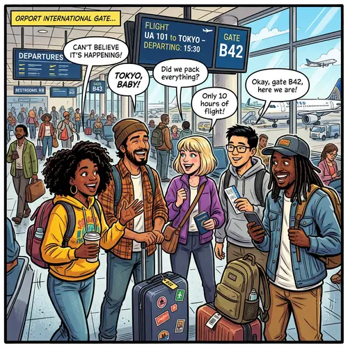 Friends Adventure at the Airport - Comic Art