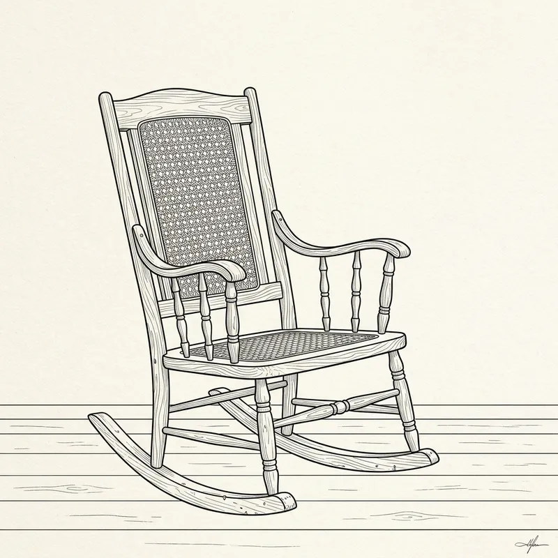 Fine Line Art Rocking Chair | Handcrafted Wooden Furniture